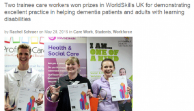 Community Care Magazine article on WorldSkills Heats